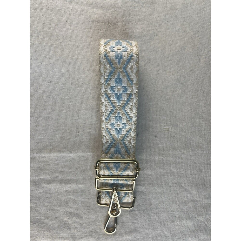 Crossbody Strap Blue White Beige Gold Hardware Replacement Strap Guitar